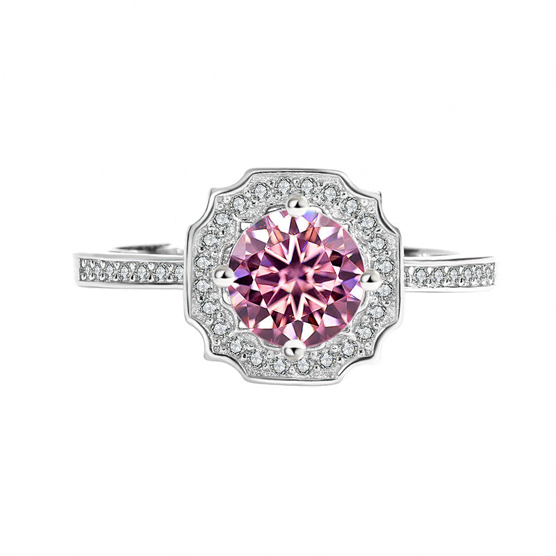S925Sterling Silver Ring D Moissanite Moissanite Diamond Women's Imitation Sea Rui Wen Style1Carat Ring