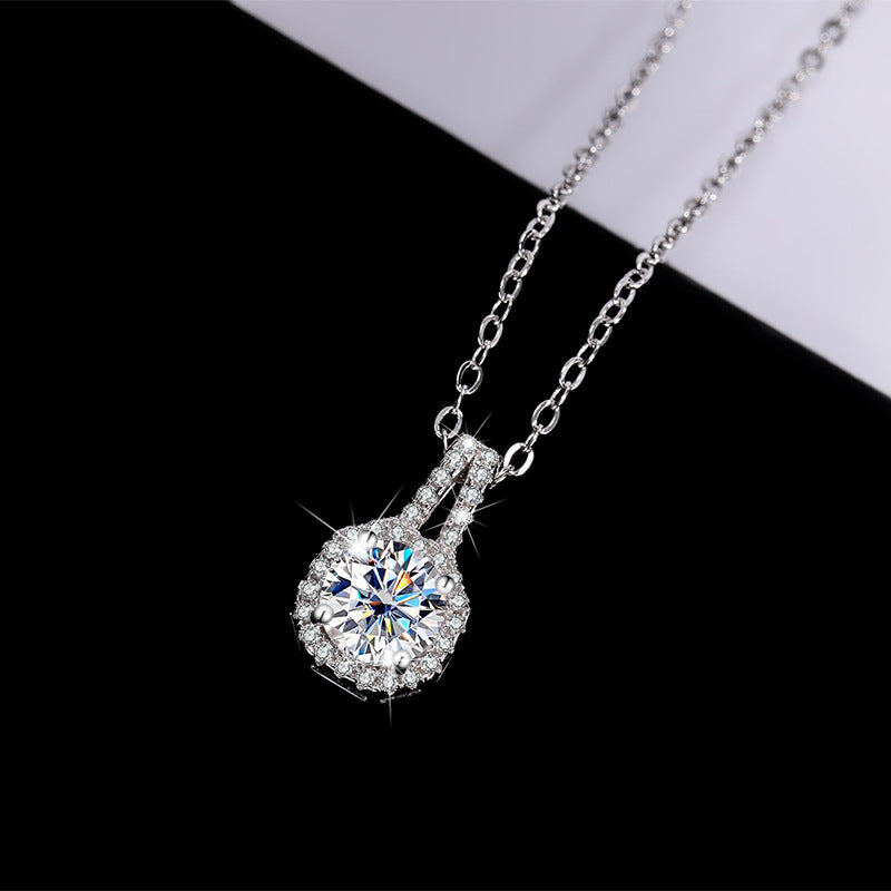 Cross-Border S925Sterling Silver Moissanite Square Bag Three-Piece Set Women's Ring Necklace Women's Earrings TikTok Live Factory Wholesale
