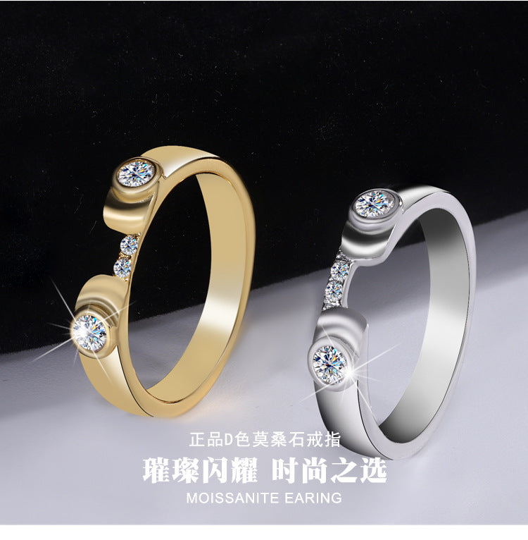 Cross-border hot selling S925Sterling Silver Cupid Moissanite Ring for Women Moissanite Women's Ring Wedding Band Factory Wholesale