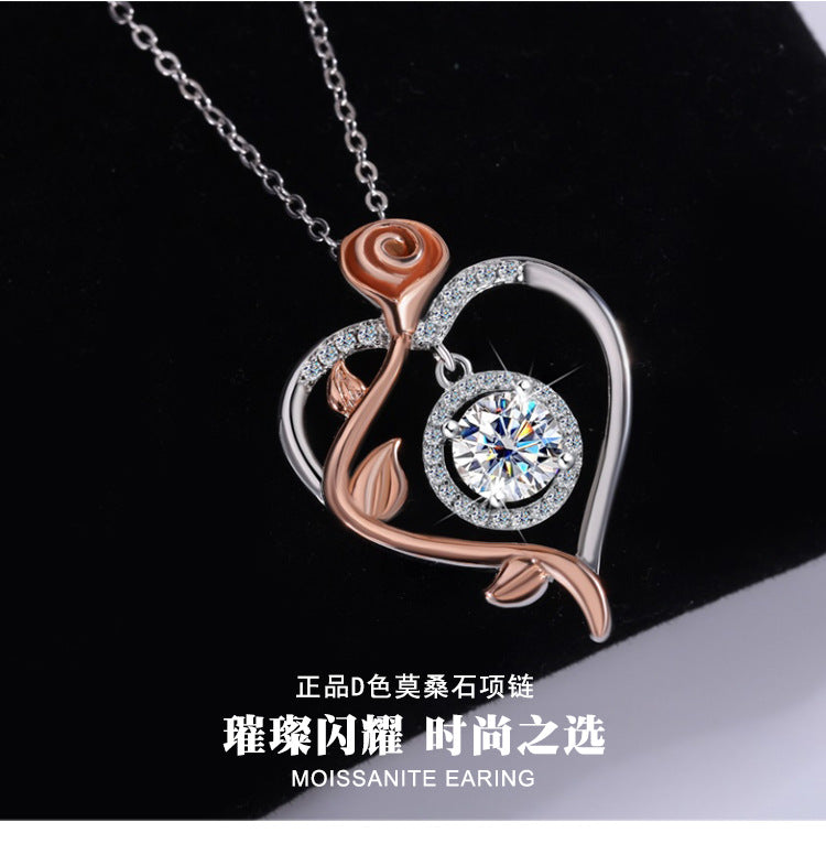 Cross-Border Europe and America S925Sterling Silver Beating Heart Clavicle Chain Necklace for Women Simple High-end Pendant Jewelry Wholesale Accessories