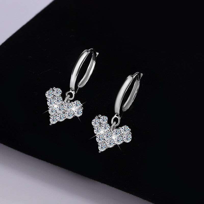 Exclusive for cross-border S925Silver Moissanite Heart Earrings Light Luxury Versatile High-end Moissanite Women's Factory Wholesale