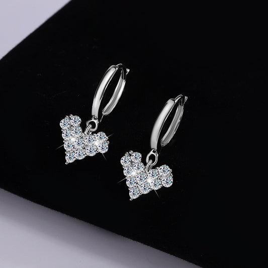 Exclusive for cross-border S925Silver Moissanite Heart Earrings Light Luxury Versatile High-end Moissanite Women's Factory Wholesale