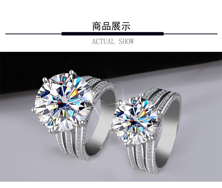 Cross-border European and American Luxury Pigeon Egg S925Silver Crescent Moon Eye Moissanite Ring High-end Ultra Sparkling Women's Ring Wholesale