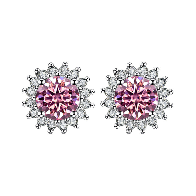 One piece dropshipping S925Pure Stone Sunflower Earrings Unisex Hip Hop Ear Jewelry High-end Jewelry Feel TikTok Wholesale