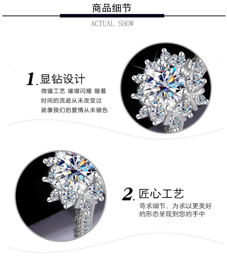 Cross-border new arrival S925Silver Moissanite Princess of First Snow1Carat Ring Female Wedding Gift Diamond Ring Spot Wholesale