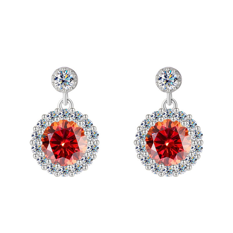 Cross-Border Direct Sales S925Sterling Silver Moissanite Round Stud Earrings Simple Elegant High-end Earrings Moissanite Jewelry Wholesale