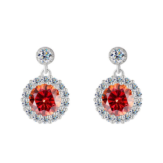 Cross-Border Direct Sales S925Sterling Silver Moissanite Round Stud Earrings Simple Elegant High-end Earrings Moissanite Jewelry Wholesale