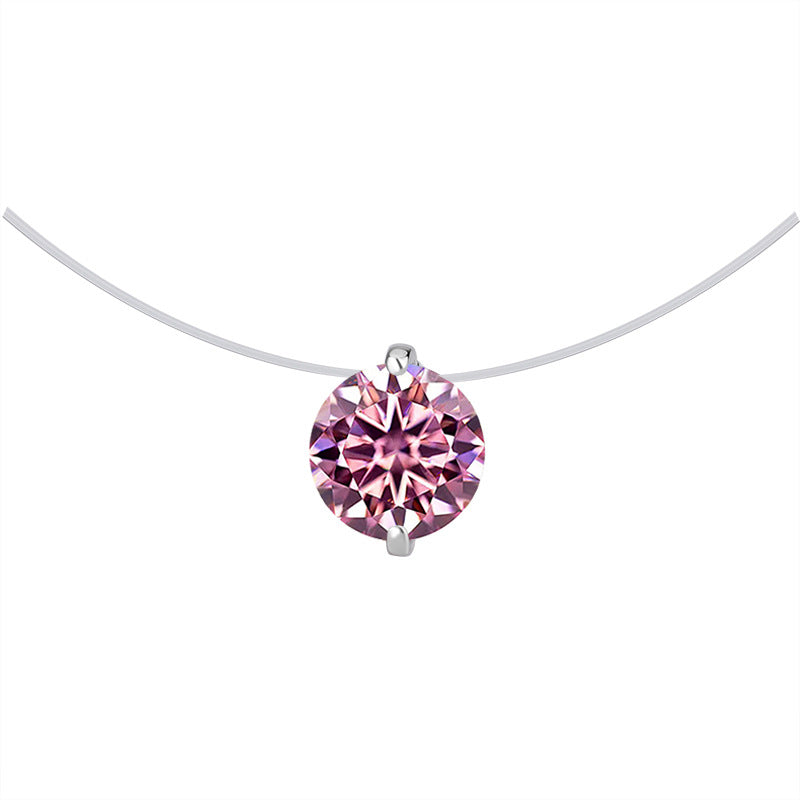 Same Style as Zhao Lusi S925Silver Collarbone Chain Mermaid Tears Necklace for Women, Niche High-end Moissanite Pendant Wholesale