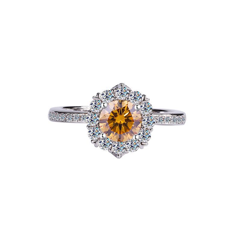 S925Silver Moissanite Galaxy Diamond Ring for Women, Platinum Plated, Proposal, Wedding, Princess, Radiant Star Diamond Ring Wholesale