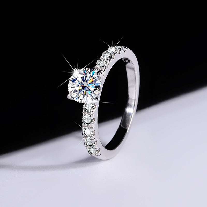 Exclusive for cross-border S925Sterling Silver Moissanite Luxury Four-Claw Couple Rings Wedding Birthday Gift Rings for Girlfriend