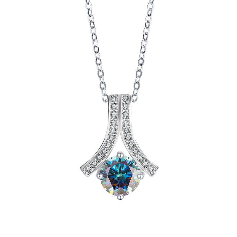 s925Sterling Silver Herringbone Necklace Silver Pendant Moissanite Women's Classic Jewelry Fashion Collarbone In Stock Wholesale