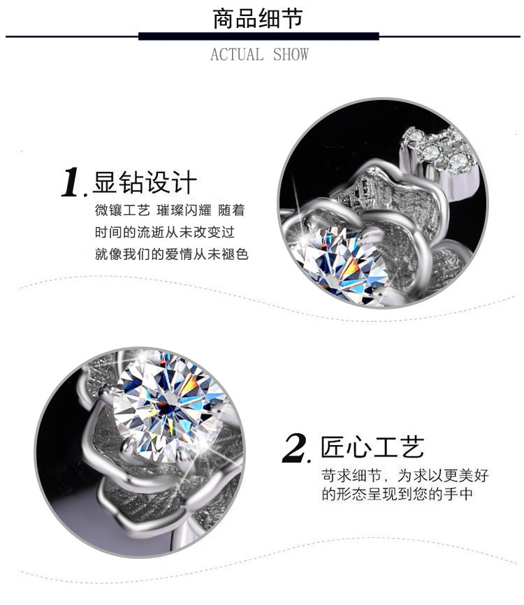 Exclusive for cross-border S925Sterling Silver D Moissanite Water Lily Ring for Women Hot Sale Classic Wedding Live Streaming Wholesale