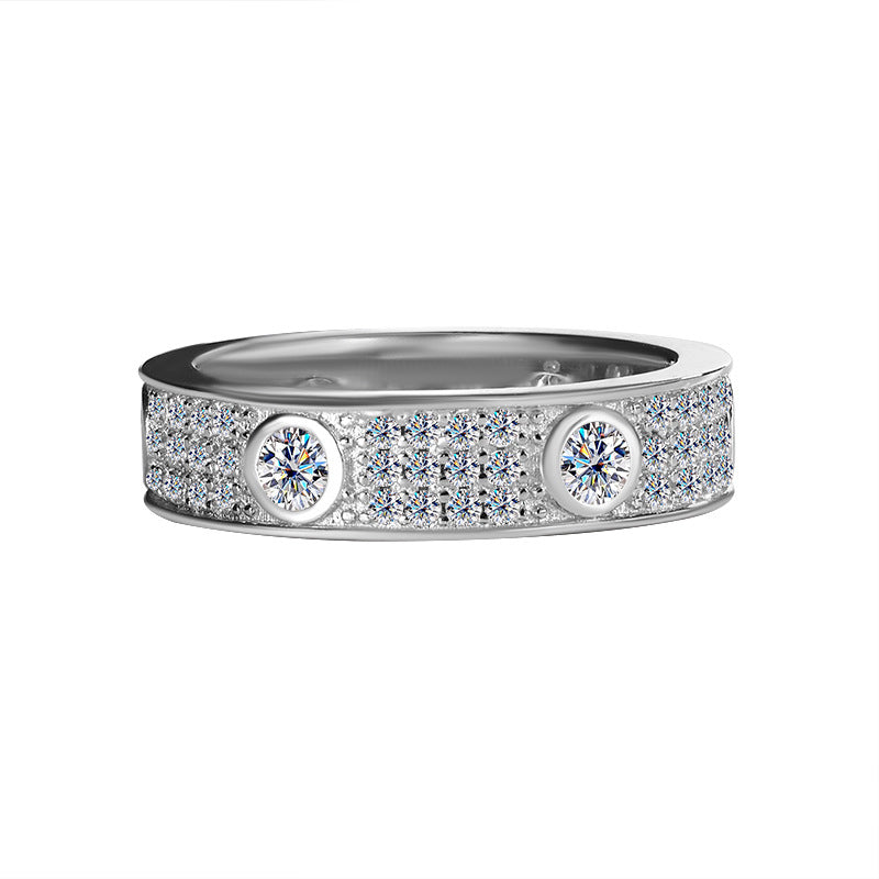 Exclusive for cross-border S925Pure Silver Moissanite Ring for Women Full Diamond Row Ring Full Moissanite High-end Exquisite Women's Ring Wholesale