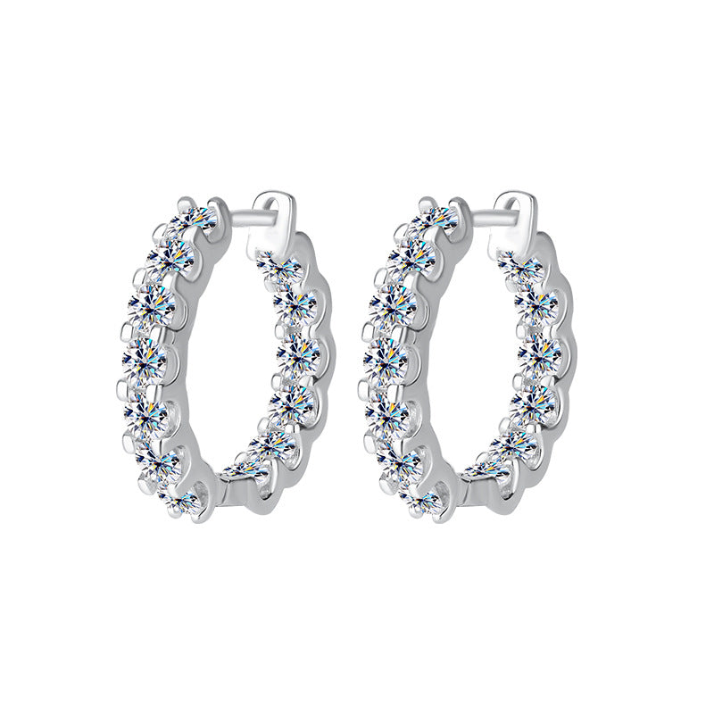Europe and America S925Silver Moissanite Full Diamond Earrings High-end Fashion Bull Head Style Ear Clips Moissanite Stud Earrings Wholesale