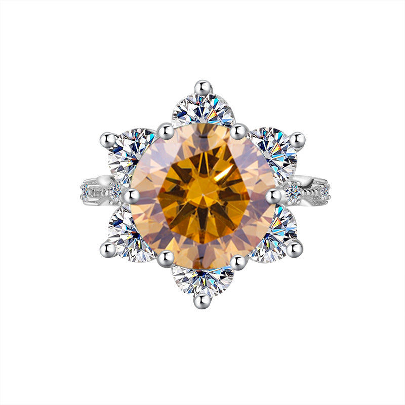 A4   S925Sterling Silver Ring Moissanite5Carat Crown Women's Ring Super Sparkling Pigeon Egg Wedding Ring Wholesale