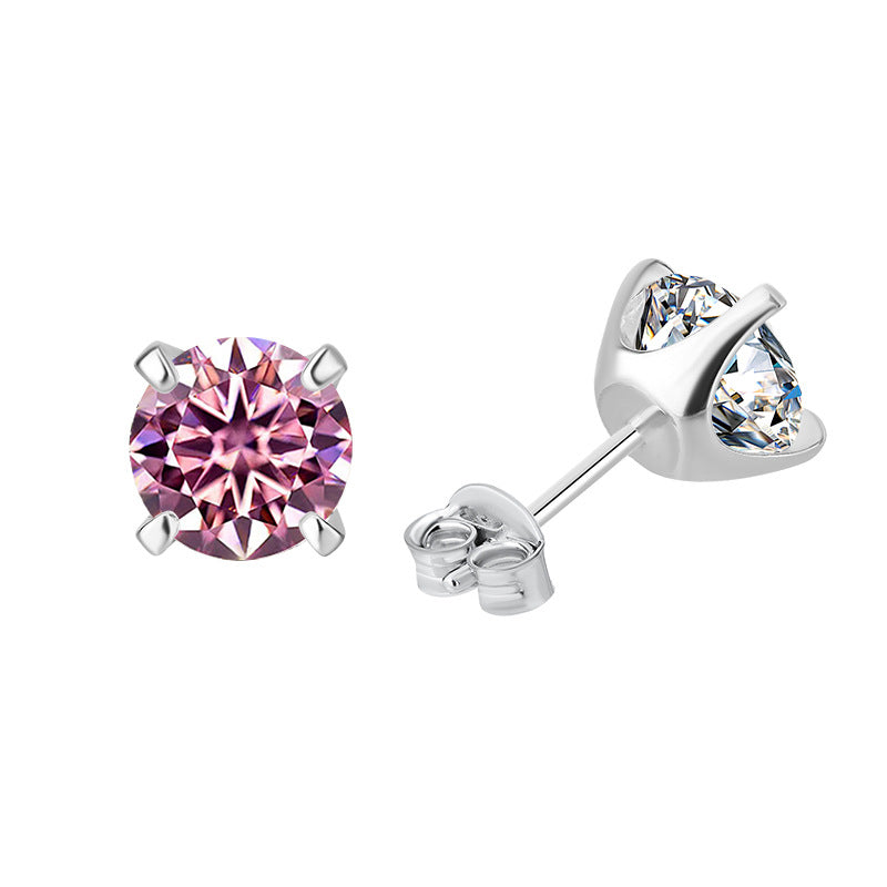 S925Sterling Silver Moissanite Four-Prong Earrings for Women, Classic Moissanite Earrings, Fashionable and Simple Earrings, Factory Wholesale