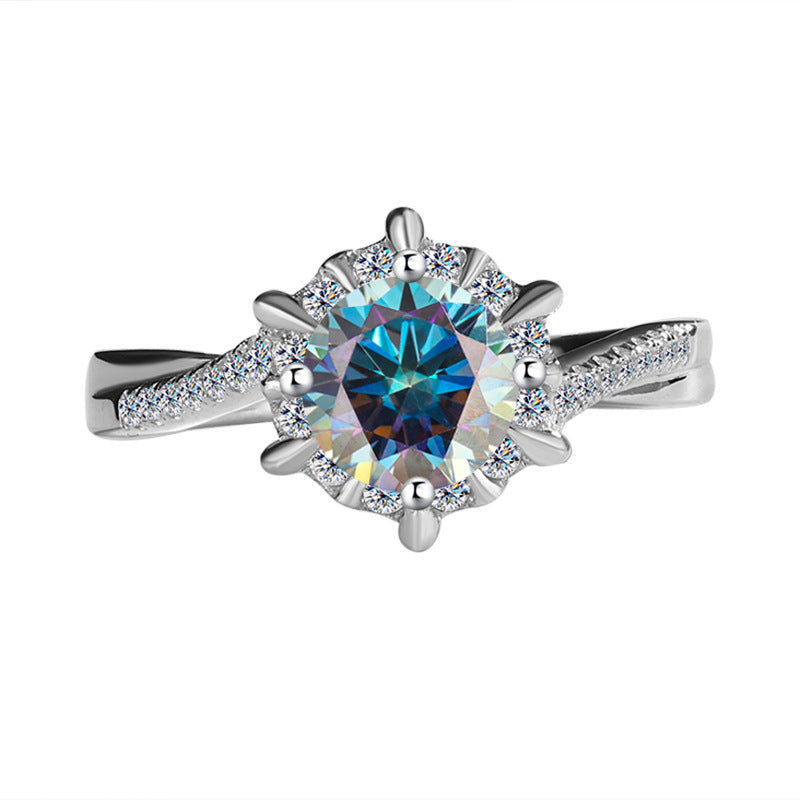 Hot Sale S925Sterling Silver Ring for Women with Moissanite Star Weave Twist Armband, High-end Moissanite Diamond Women's Ring, Factory Wholesale