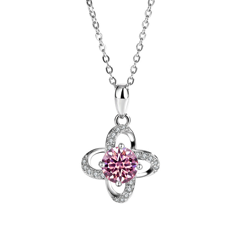 s925Pure Silver Niche Light Luxury Lucky Clover Silver Pendant Moissanite Necklace for Women Classic Fashion Collarbone Chain Wholesale