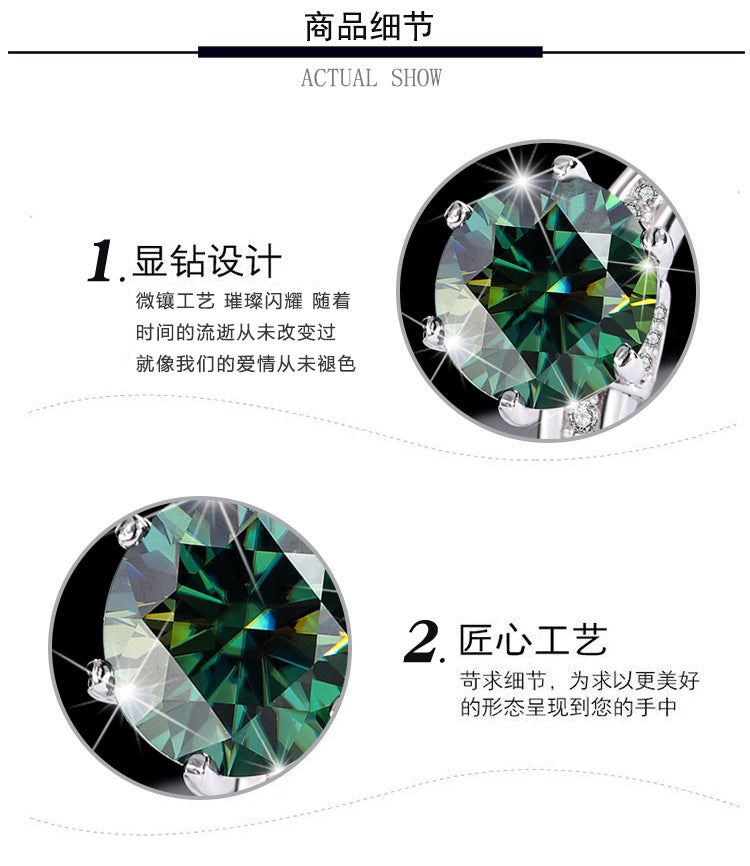 Cross-Border S925Silver Color Moissanite High Crown Queen Female Ring White Gold Diamond Simulation Proposal Wedding Diamond Ring