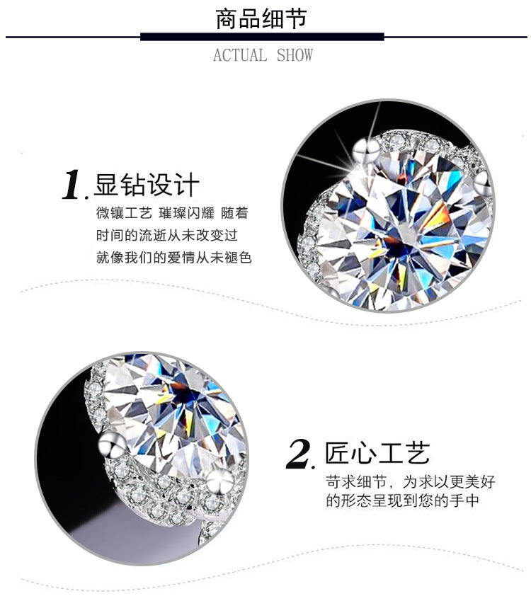 Sterling Silver S925【Bloom】Rose Flower Moissanite Diamond Ring Female Hand Holding Flower Real Diamond Ring Wedding Proposal Girlfriend