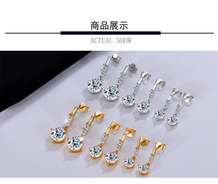 Factory direct sales S925Silver Tassel Dynamic Earrings Moissanite Stud Earrings for Women Moissanite Earrings Exquisite Craftsmanship Wholesale