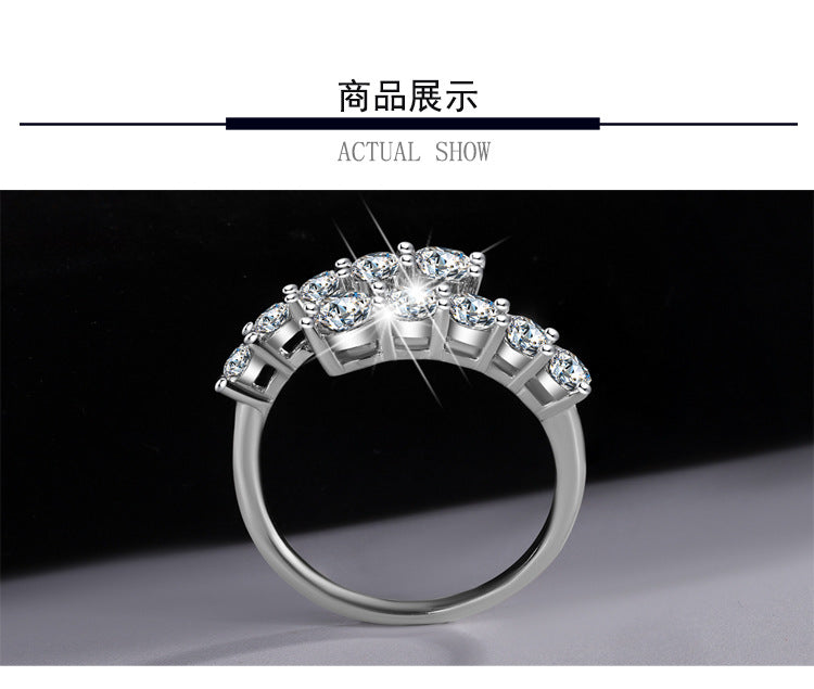 Cross-border new arrival S925Silver Moissanite Starry Sky Shining Night Ring Female fashion Exquisite ins High-end Manufacturer Direct Sale