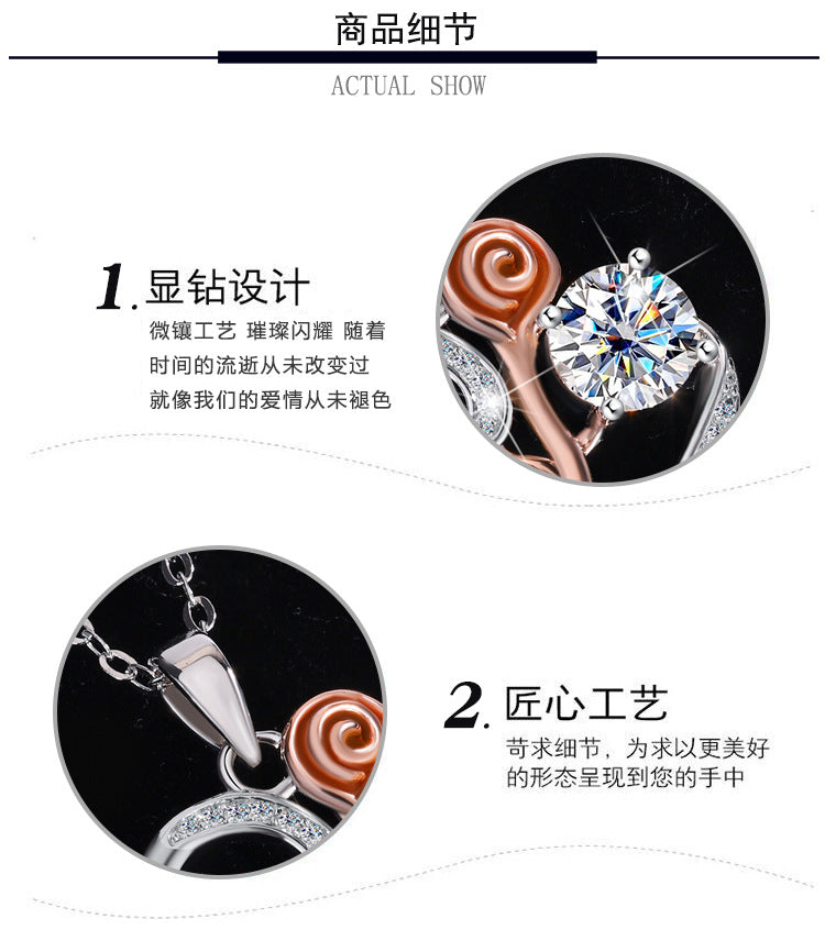 Exclusive for cross-border S925Sterling Silver Only Love You Necklace for Women Moissanite Diamond Pendant Qixi Valentine's Day Collarbone Chain
