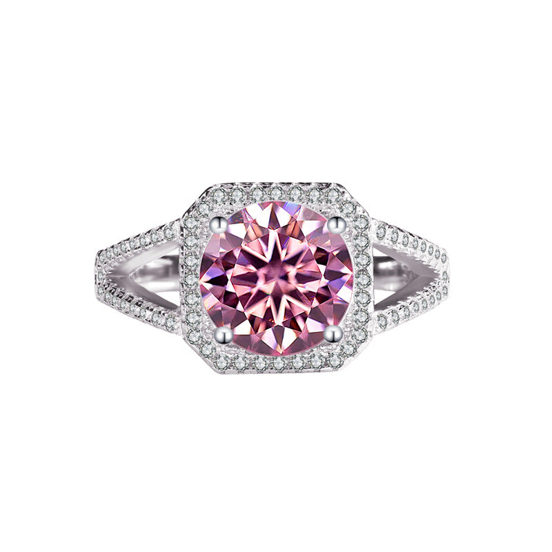 Exclusive for cross-border S925Silver Luxury Square Bag Colorful Moissanite Ring for Women Pure Silver White Gold Diamond Simulated Diamond Wholesale