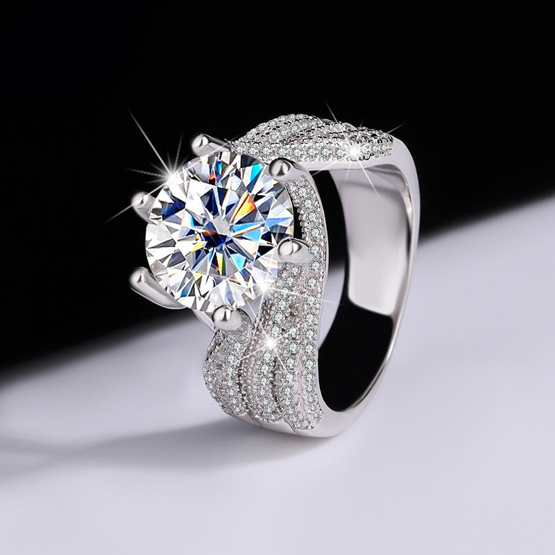 #501   925Pure Silver Genuine Moissanite Diamond Ring5Kara III Love Story Wedding Proposal Birthday Gift Ring for Girlfriend