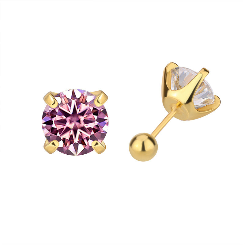 Exclusive for cross-border S925Sterling Silver Moissanite Earrings Four-Prong Screw Moissanite Stud Earrings Fashion Simple Earrings Wholesale