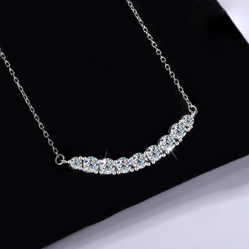 S925Silver Platinum Plated Moissanite Jewelry Pendant for Women Simple Smile Necklace2.4Clamoissanite Rainbow