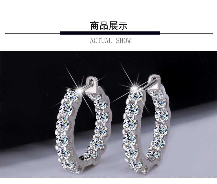 Europe and America S925Silver Moissanite Full Diamond Earrings High-end Fashion Bull Head Style Ear Clips Moissanite Stud Earrings Wholesale