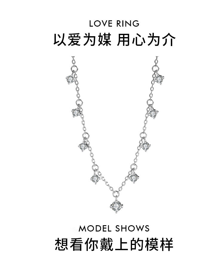 Cross-border Sparkling Moissanite Graff Collarbone Chain s925Sterling Silver1.1Carat Necklace Women's Light Luxury Fashion Accessories