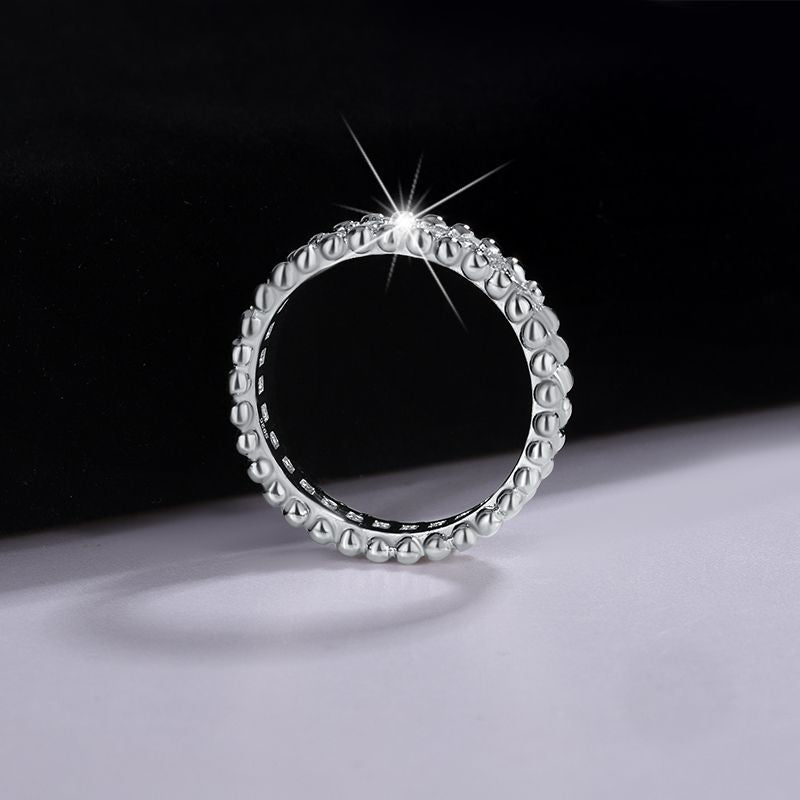 Cross-border hot selling S925Sterling Silver Kaleidoscope Bead Edge Full Diamond Ring Female Moissanite Ring Starry Sky Ring Wholesale