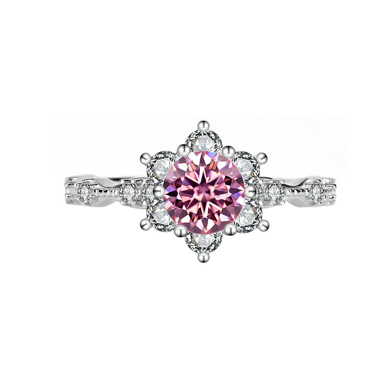 S925Sterling Silver Ring Genuine Moissanite Diamond Starlight Girl Couple Rings Wedding Proposal Gift for Girlfriend