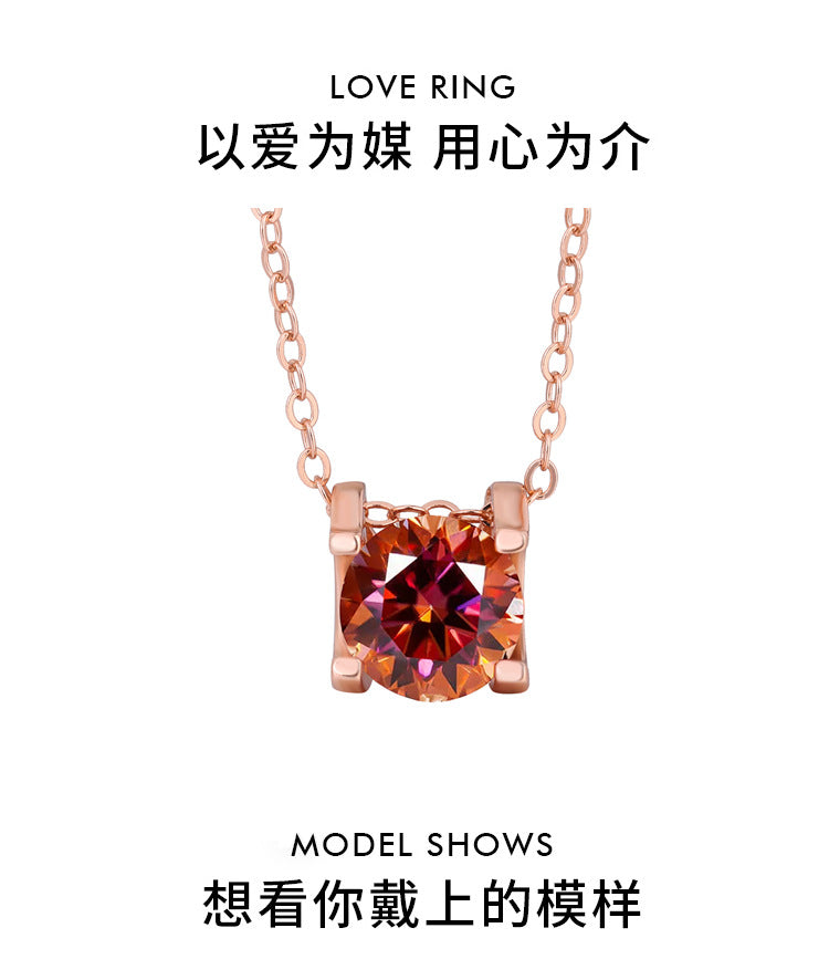 s925Sterling Silver Colorful Moissanite Diamond Bull Head Necklace for Women Classic Pendant Women's Fashion Hot Sale Clavicle Chain Wholesale