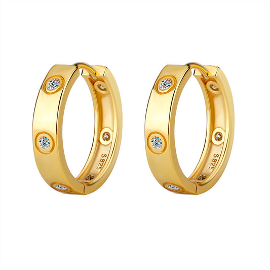 Hot Sale S925Silver Simple6Fashionable High-End Moissanite Earrings for Women Full Diamond Moissanite Ear Jewelry Factory Wholesale