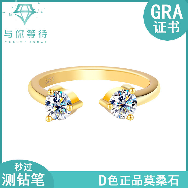 S925Sterling Silver Couple Matching Rings for Women, Moissanite Diamond Set Rings, Stackable Rings, High-end Women's Rings, Factory Wholesale