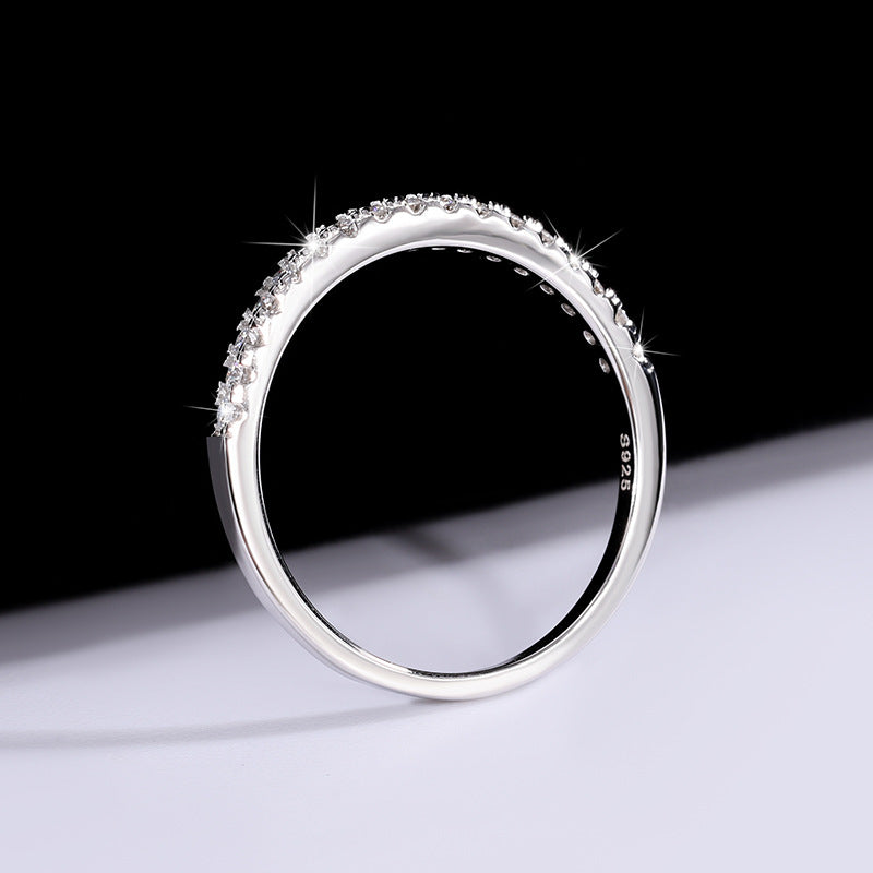 S925Sterling Silver One Row Moissanite Ring for Women, Simple Stackable Tail Ring, Couple Rings Wholesale Direct Sale