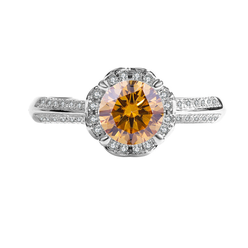 925Pure Moissanite Silver Moissanite Diamond Handheld Flower Women's Ring Rose Fashion Classic Jewelry Manufacturer Wholesale
