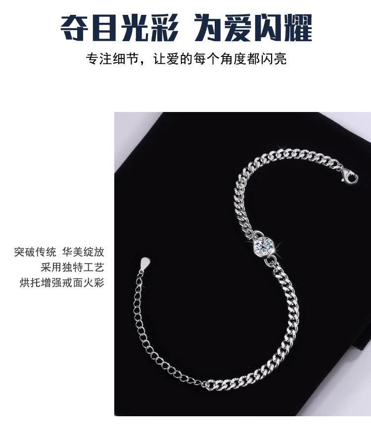 Exclusive for cross-border S925Sterling Silver Moissanite Bubble Bracelet Moissanite Light Luxury Fashion Simple Chain Factory Wholesale