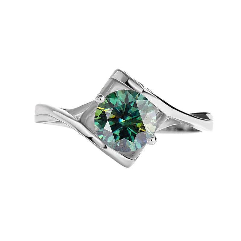 Factory direct sales925Sterling Silver Ring Female Angel Kiss Moissanite Heart to Heart Simulation Diamond Ring Live Wholesale