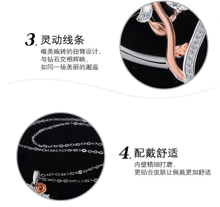 Exclusive for cross-border S925Sterling Silver Only Love You Necklace for Women Moissanite Diamond Pendant Qixi Valentine's Day Collarbone Chain