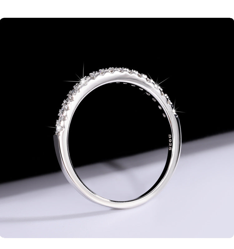 S925Sterling Silver One Row Moissanite Ring for Women, Simple Stackable Tail Ring, Couple Rings Wholesale Direct Sale