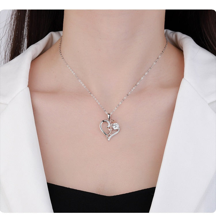 Exclusive for cross-border S925Sterling Silver Only Love You Necklace for Women Moissanite Diamond Pendant Qixi Valentine's Day Collarbone Chain