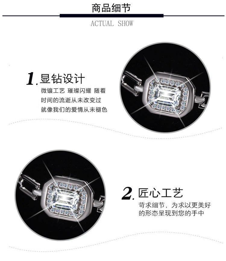 S925Sterling Silver Moissanite Geometric Bracelet 1Carat Irregular Moissanite Bracelet for Women, Light Luxury, Exquisite, Simple, Fashionable