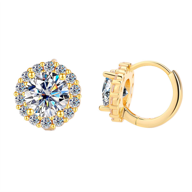 Cross-border hot selling S925Pure Silver Sunflower Moissanite Earrings Simple Elegant Earrings Moissanite Jewelry for Women Wholesale