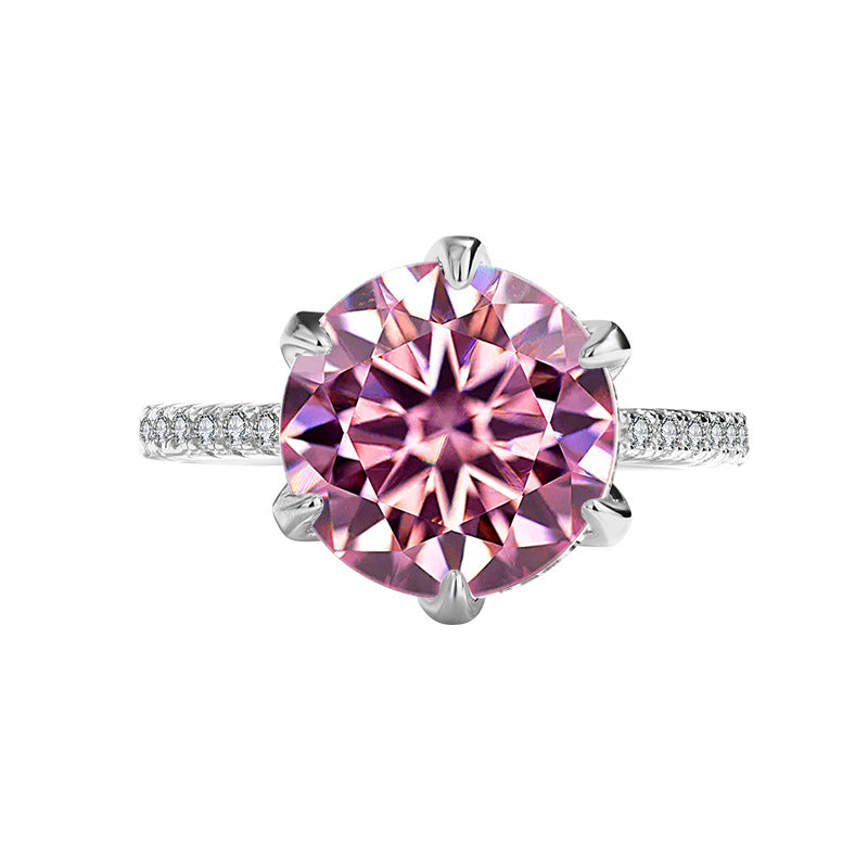 s925Sterling Silver Ring Moissanite Elegant Goddess Classic Six-Prong Carat Moissanite Diamond Women's Oval Wedding Ring