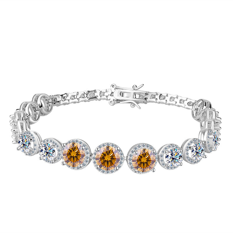 Cross-border hot selling S925Silver Round Bracelet for Women with Moissanite, Luxurious Heavy Craft Bracelet, Super Sparkling Jewelry, In Stock Wholesale