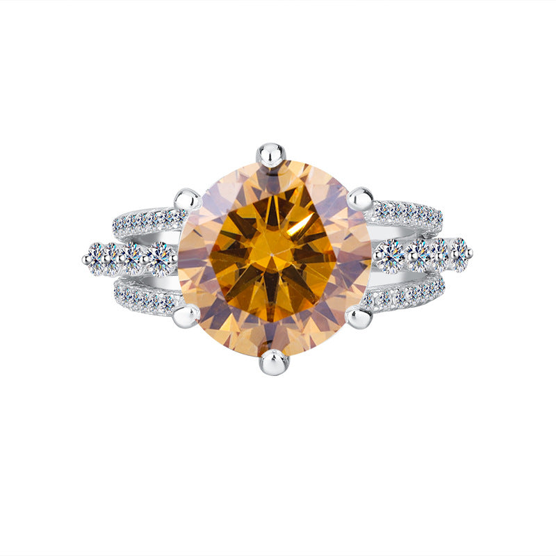 Amazon hot S925Silver Moissanite Three Lives Three Worlds Classic Six-Prong Moissanite Ring Women's Set Ring Wholesale